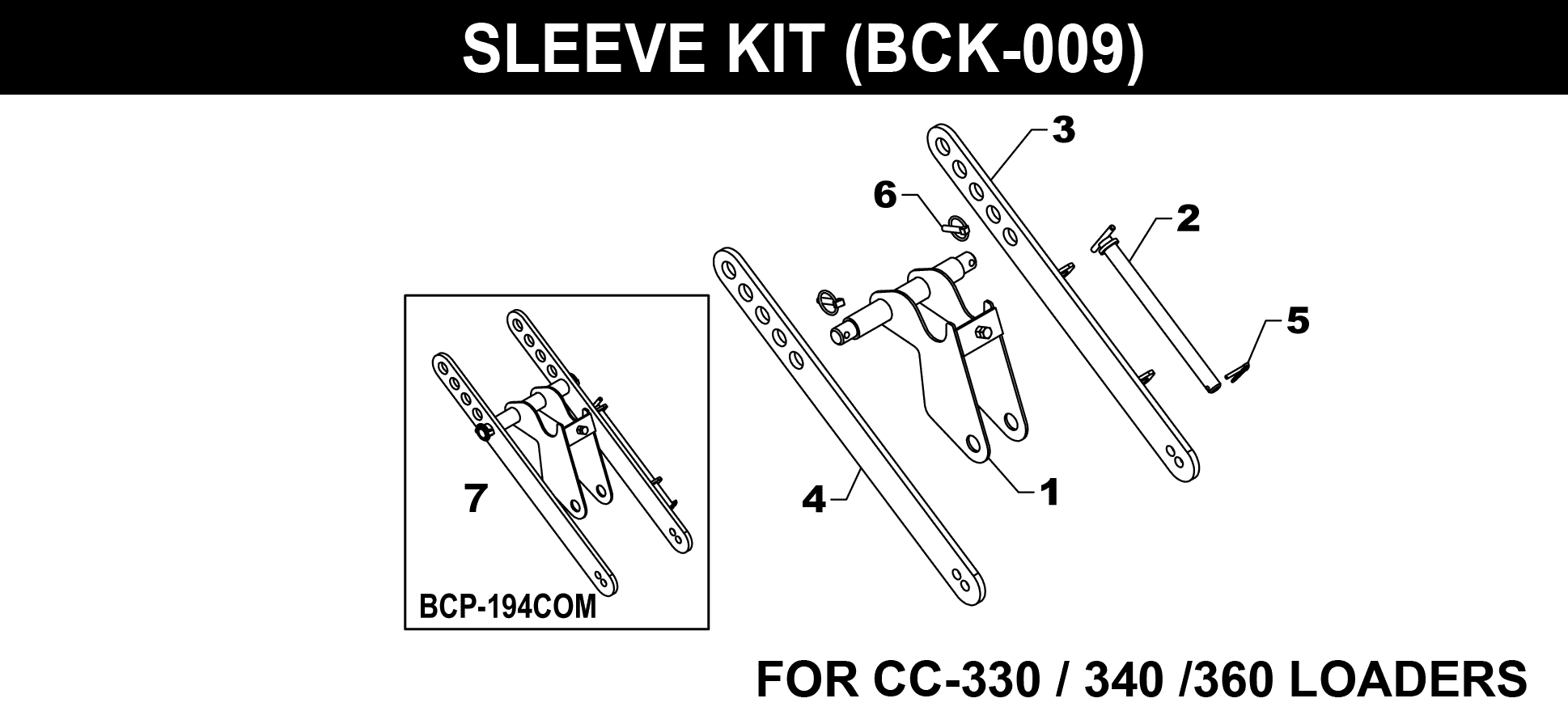 BCK-009 Sleeve Kit exploded diagram