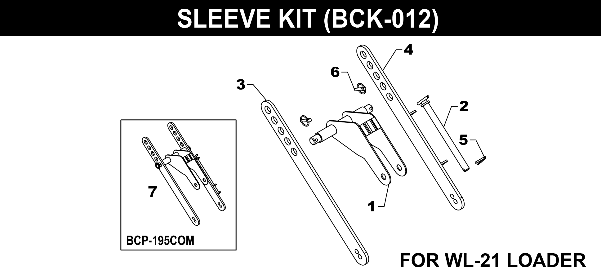 BCK-012 Sleeve Kit exploded diagram