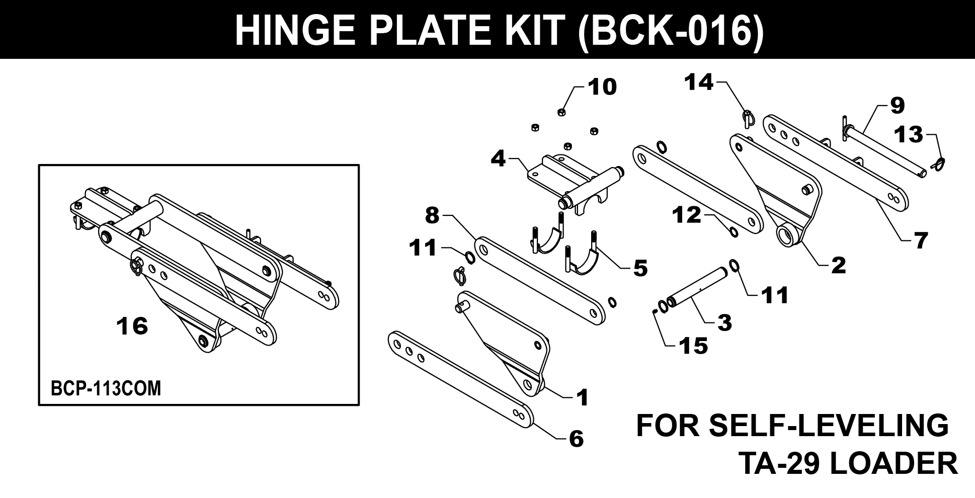 BCK-016 Hinge Plate Kit exploded diagram