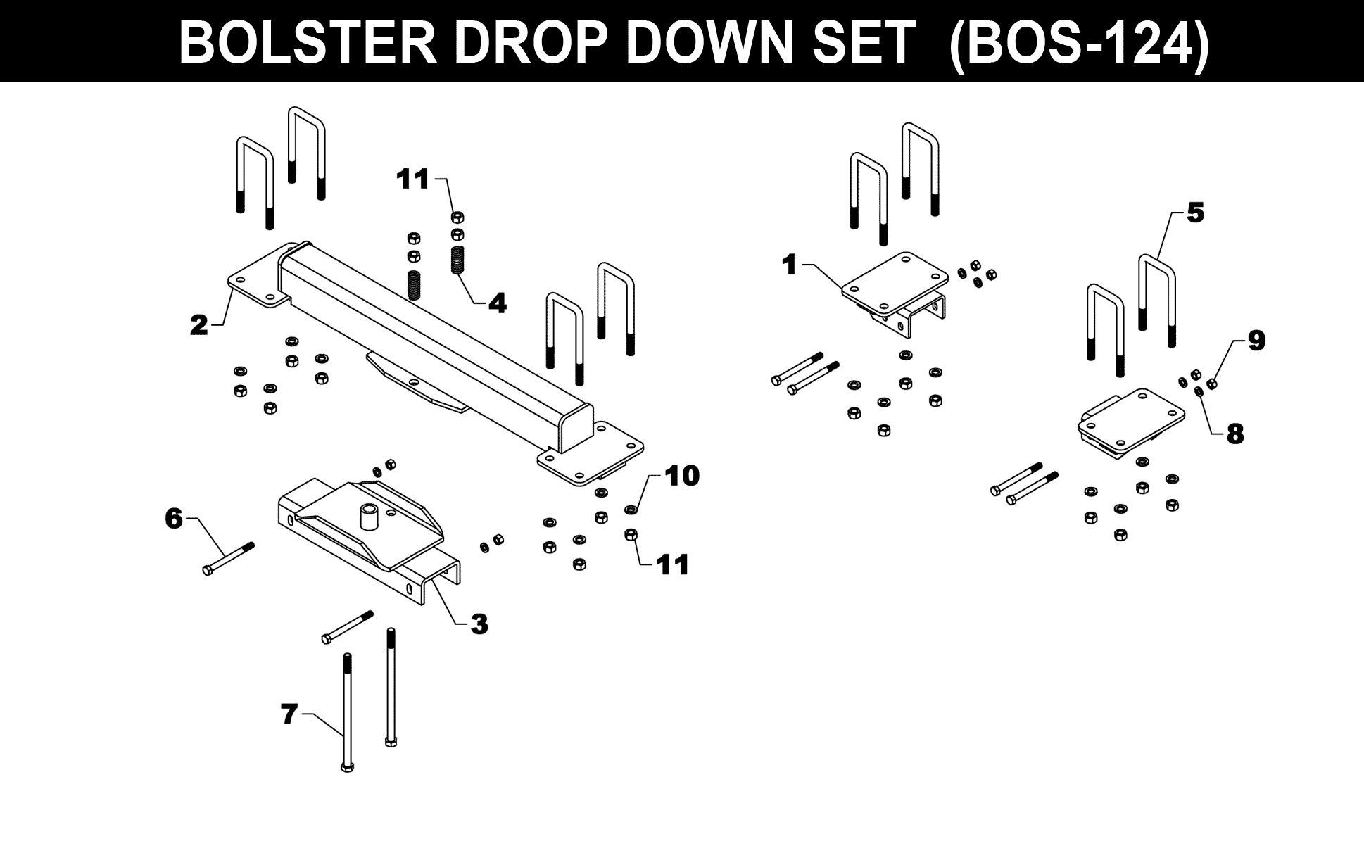 Drop Down Bolster Accessory Set - BOS-124 exploded diagram