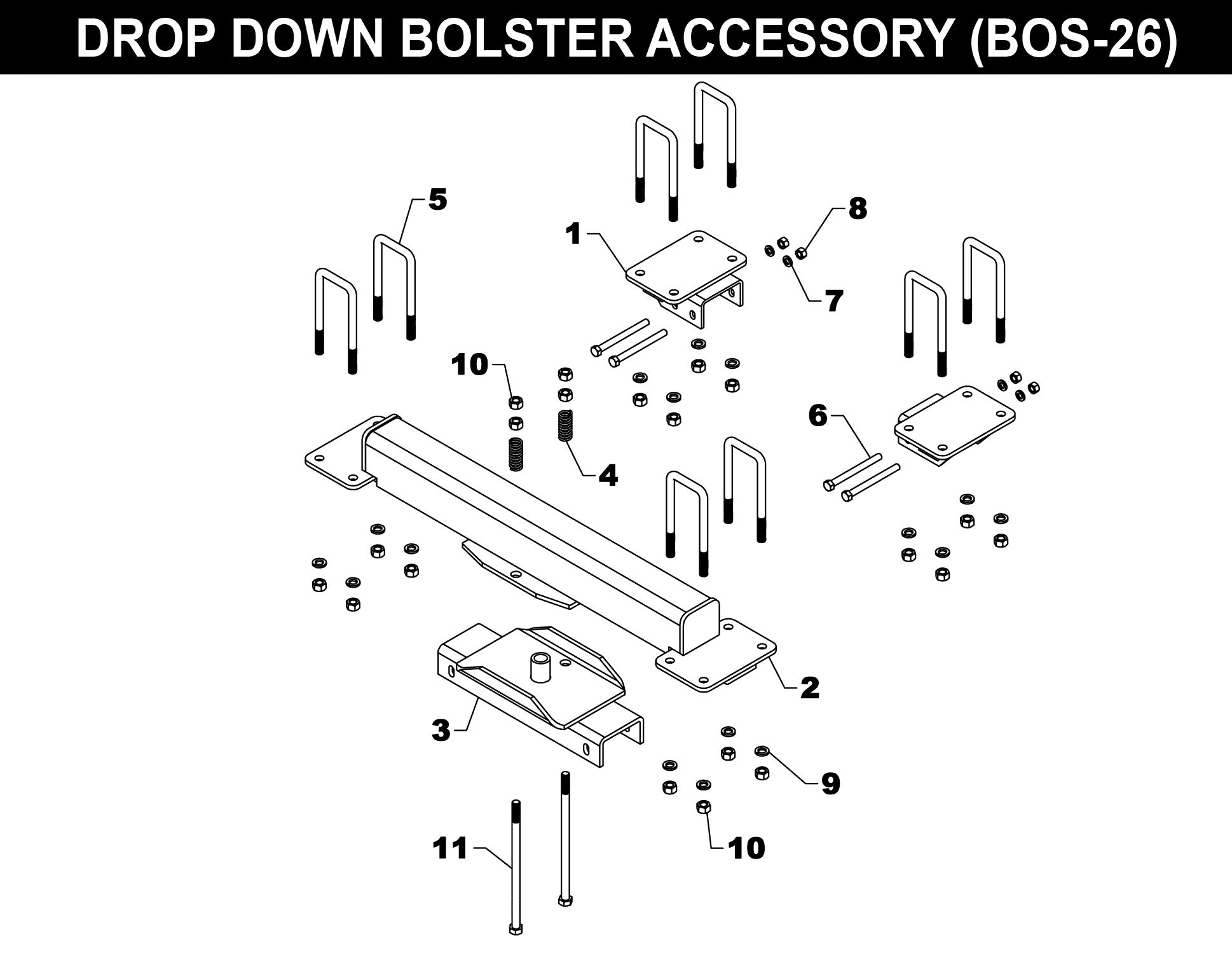Drop Down Bolster Accessory Set - BOS-26 exploded diagram