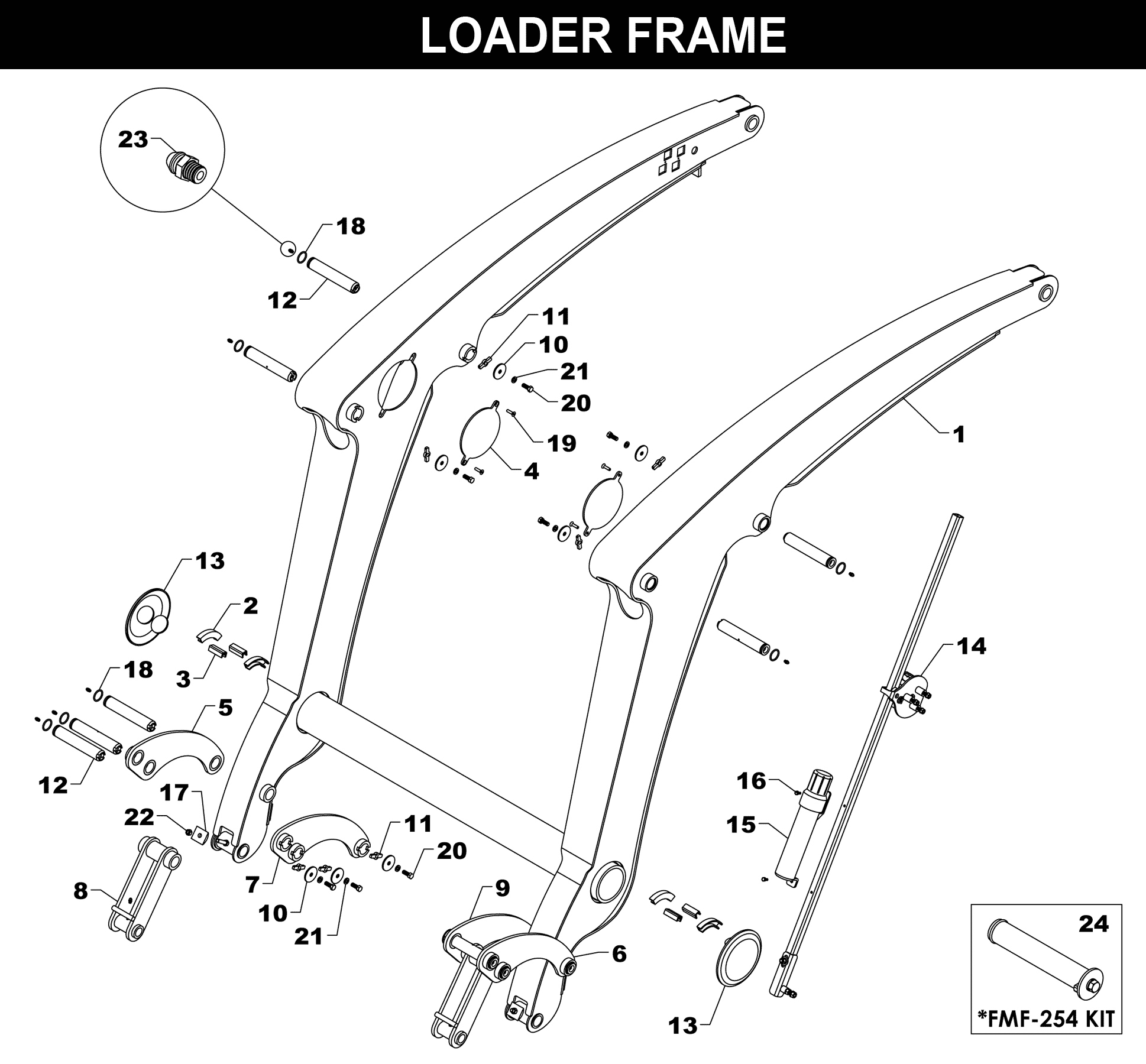 FM-540 LOADER FRAME exploded diagram