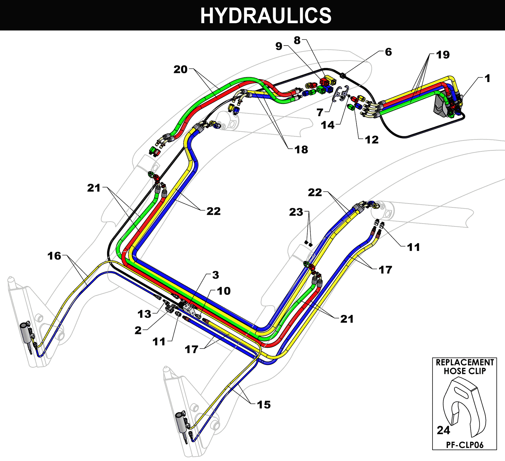 FM-550 HYDRAULICS exploded diagram