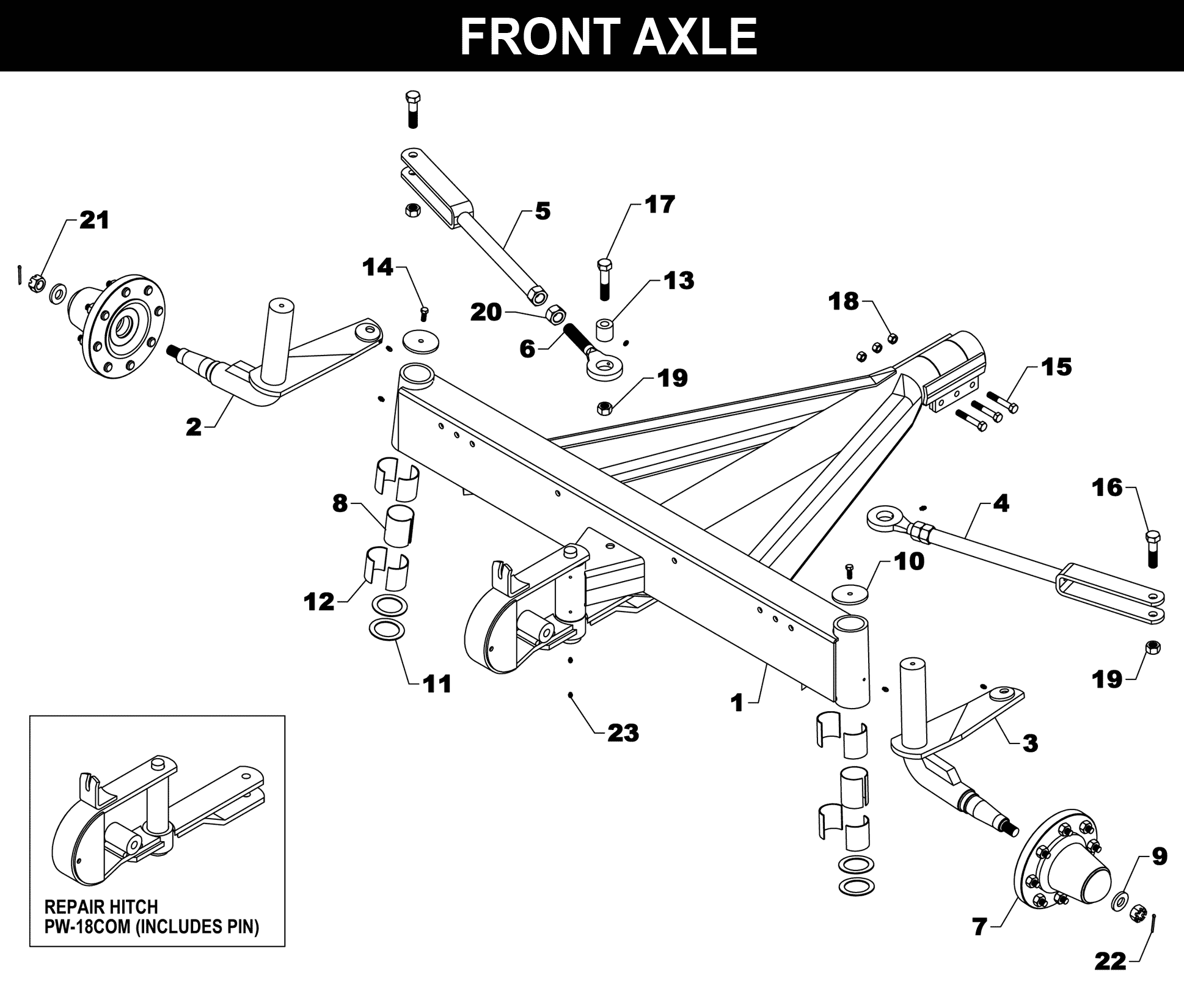 TW-2014 Front Axle exploded diagram