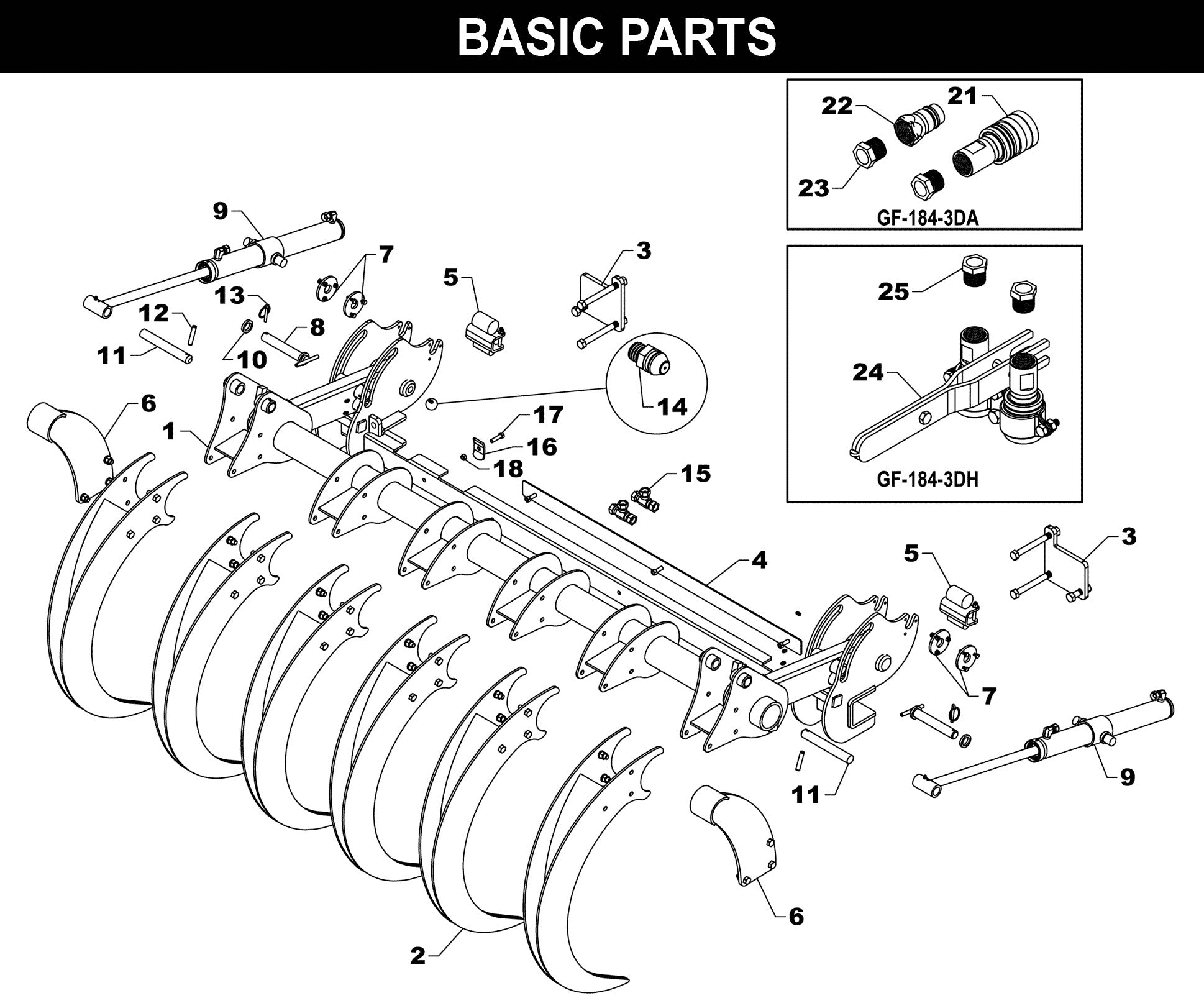 Triple Action Cat Claw GF-184-3D exploded diagram