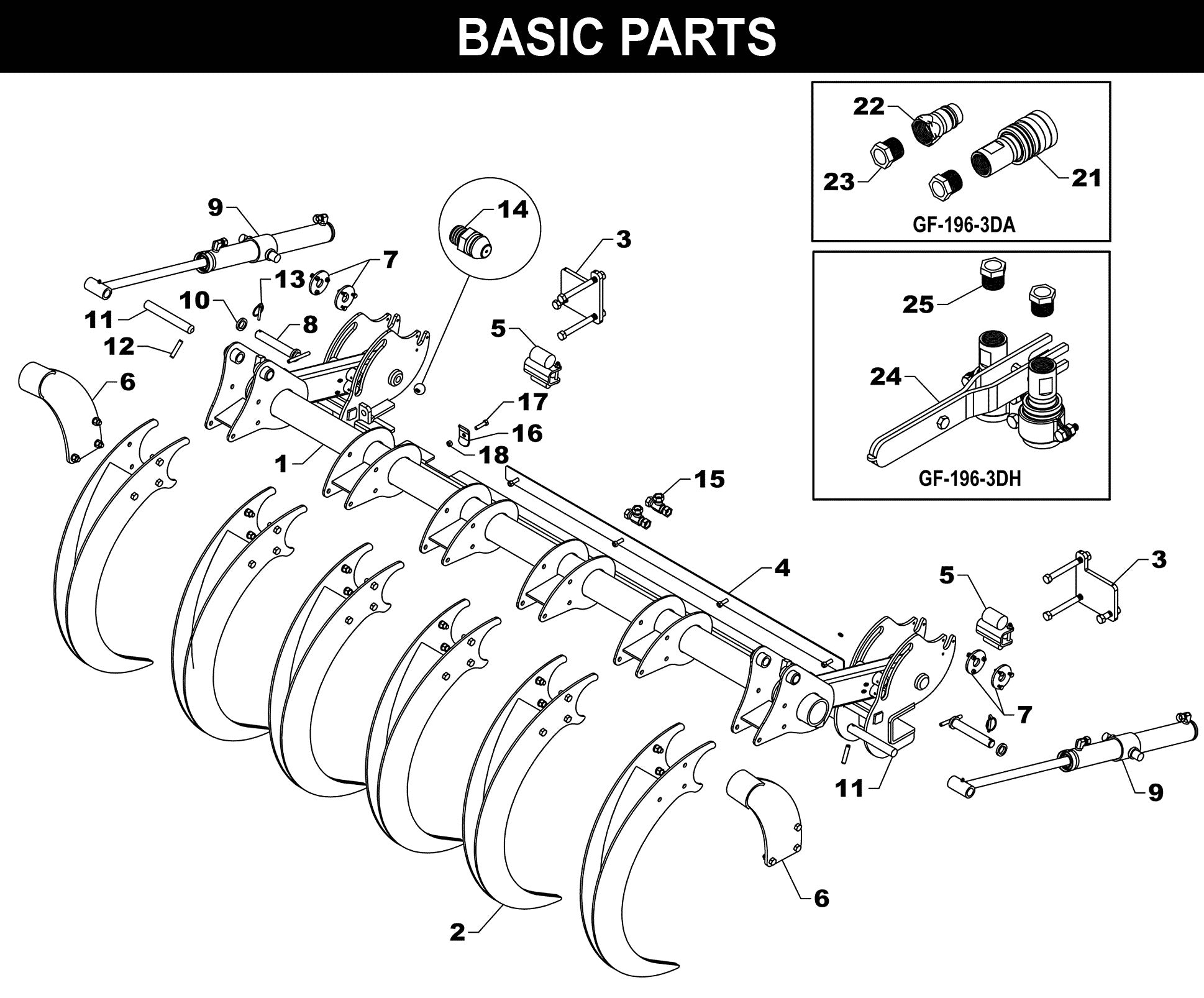 Triple Action Cat Claw GF-196-3D exploded diagram