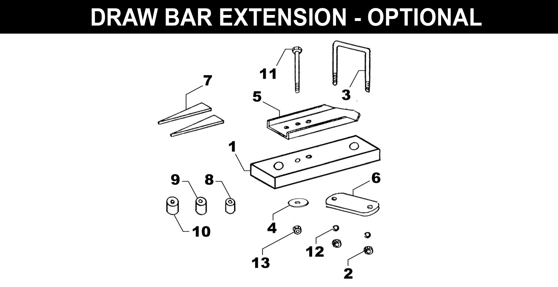 Hitch-N-Go Draw Bar Extension exploded diagram