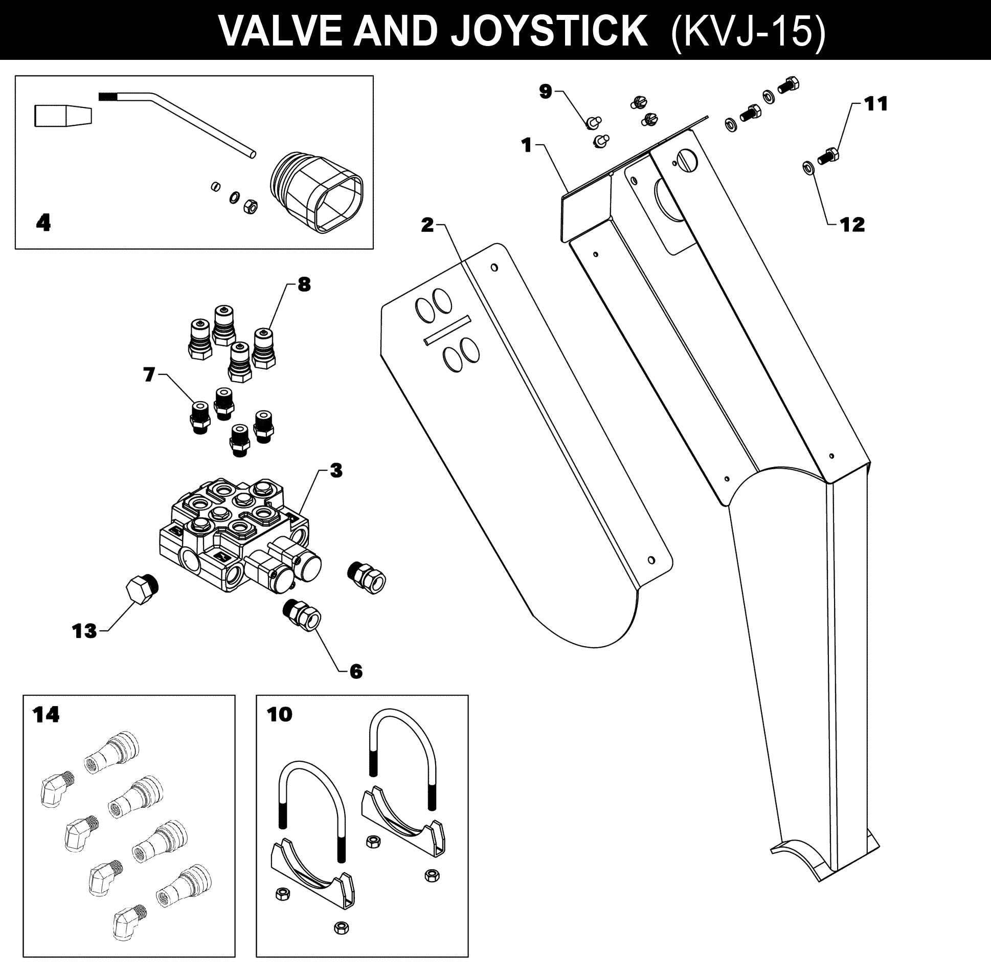 Valve, Joystick & Manifold - KVJ-15 exploded diagram