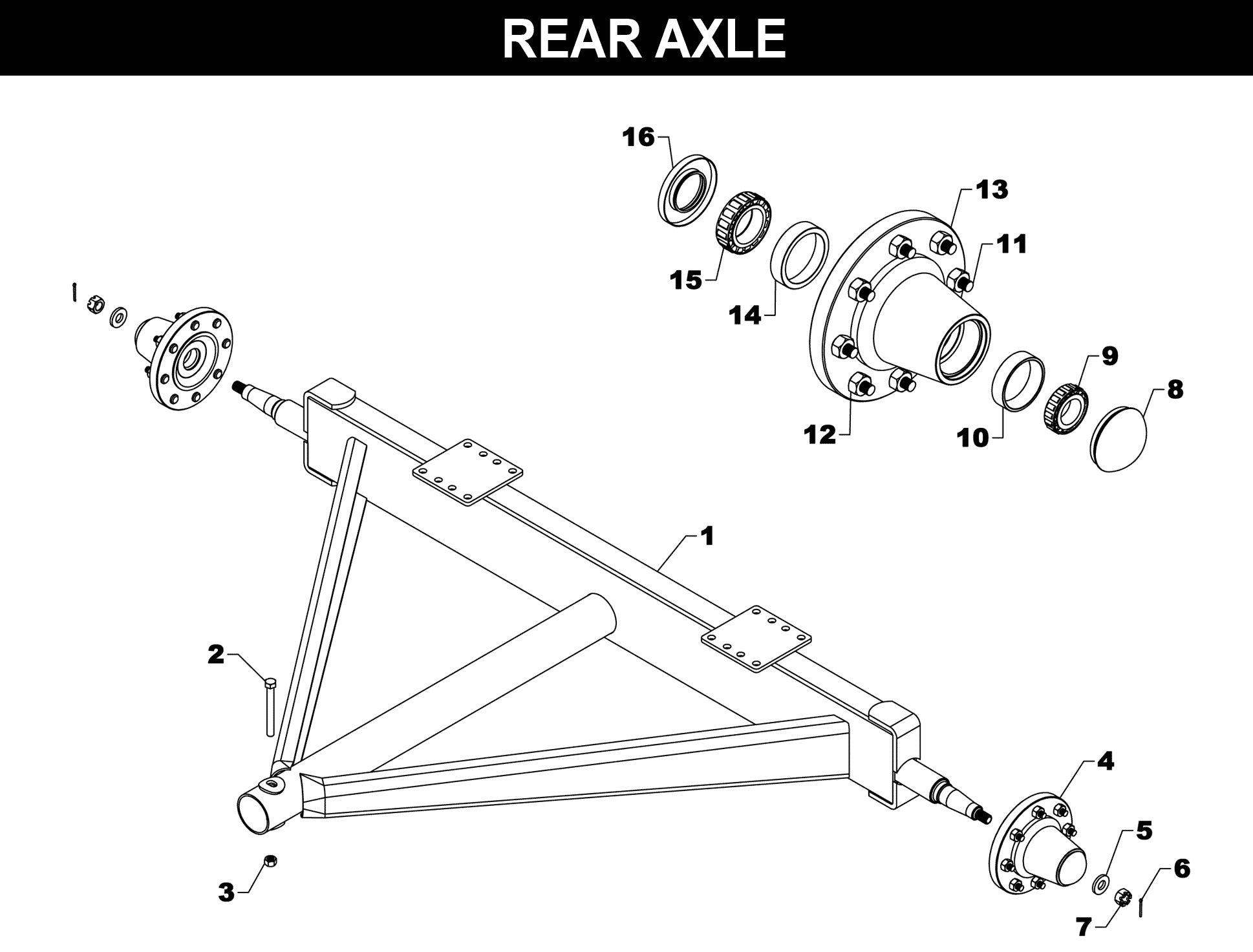 WW-2214Rear Axle exploded diagram
