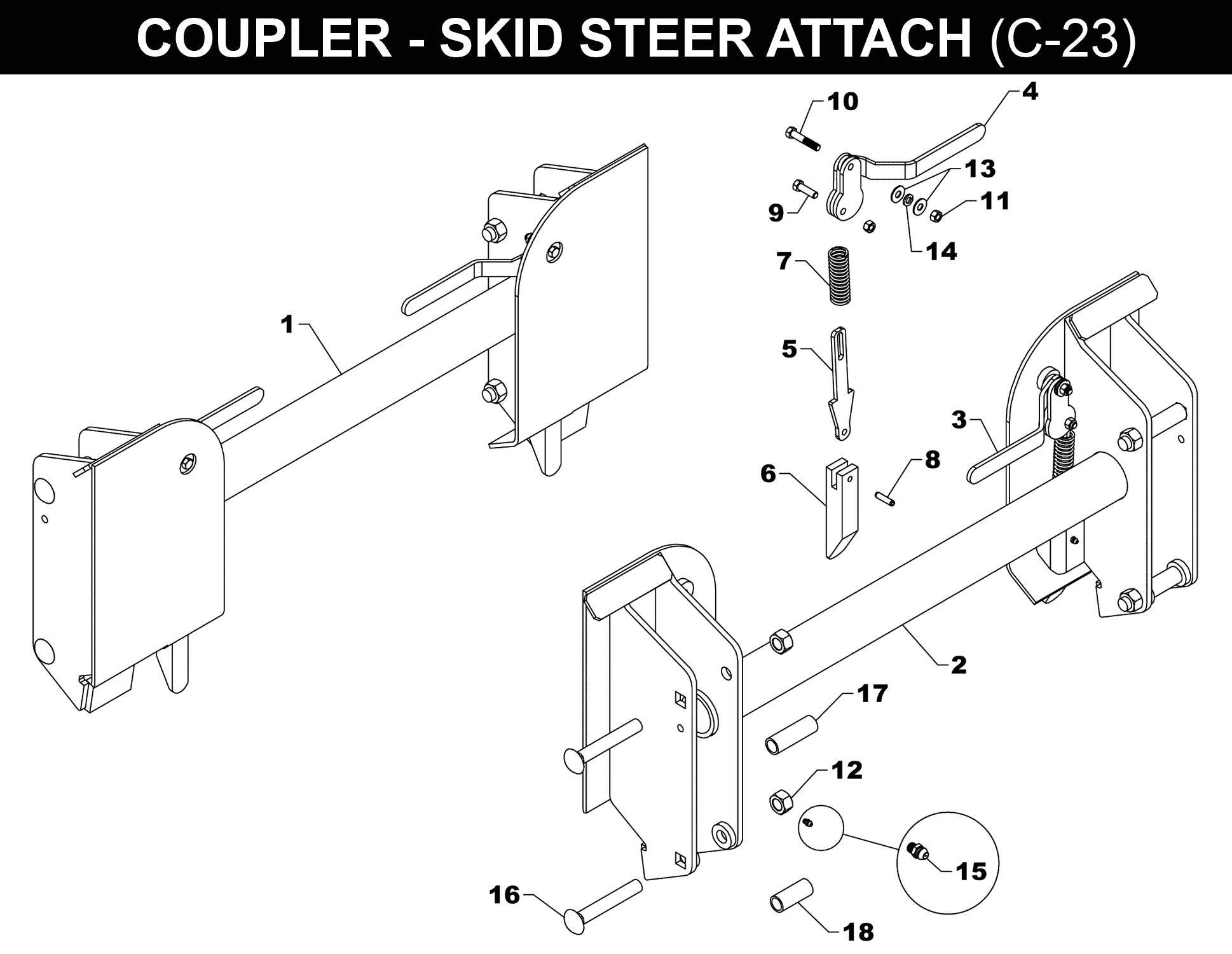 OPTIONAL SKID STEER COUPLER - C-23 exploded diagram