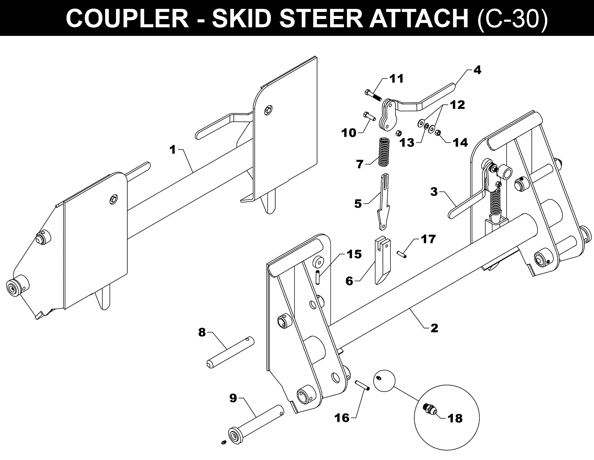 SKID STEER COUPLER - C-30 exploded diagram