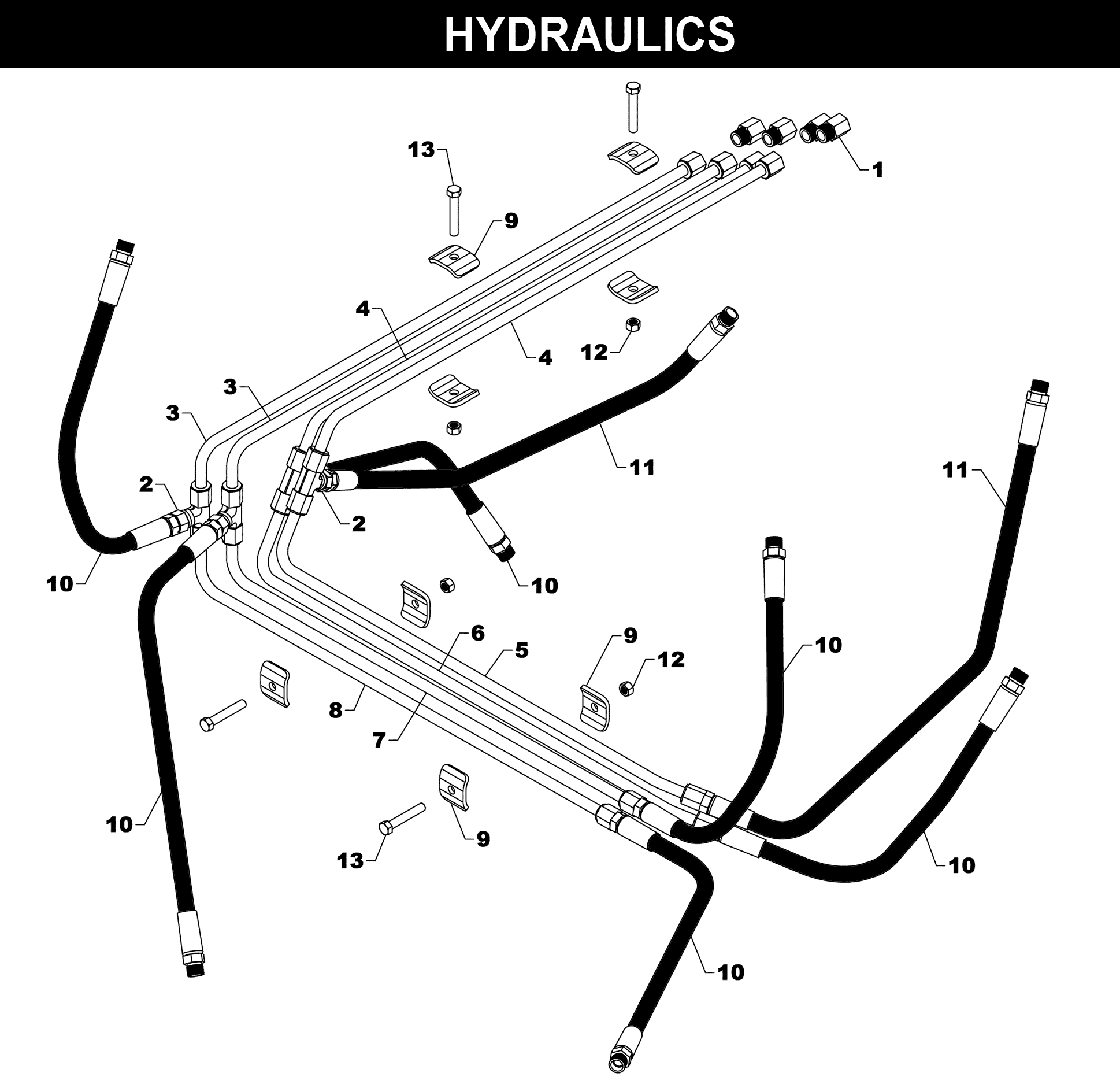 TA-170 • TA-170A • TA-175 • TA-175A Hydraulics exploded diagram