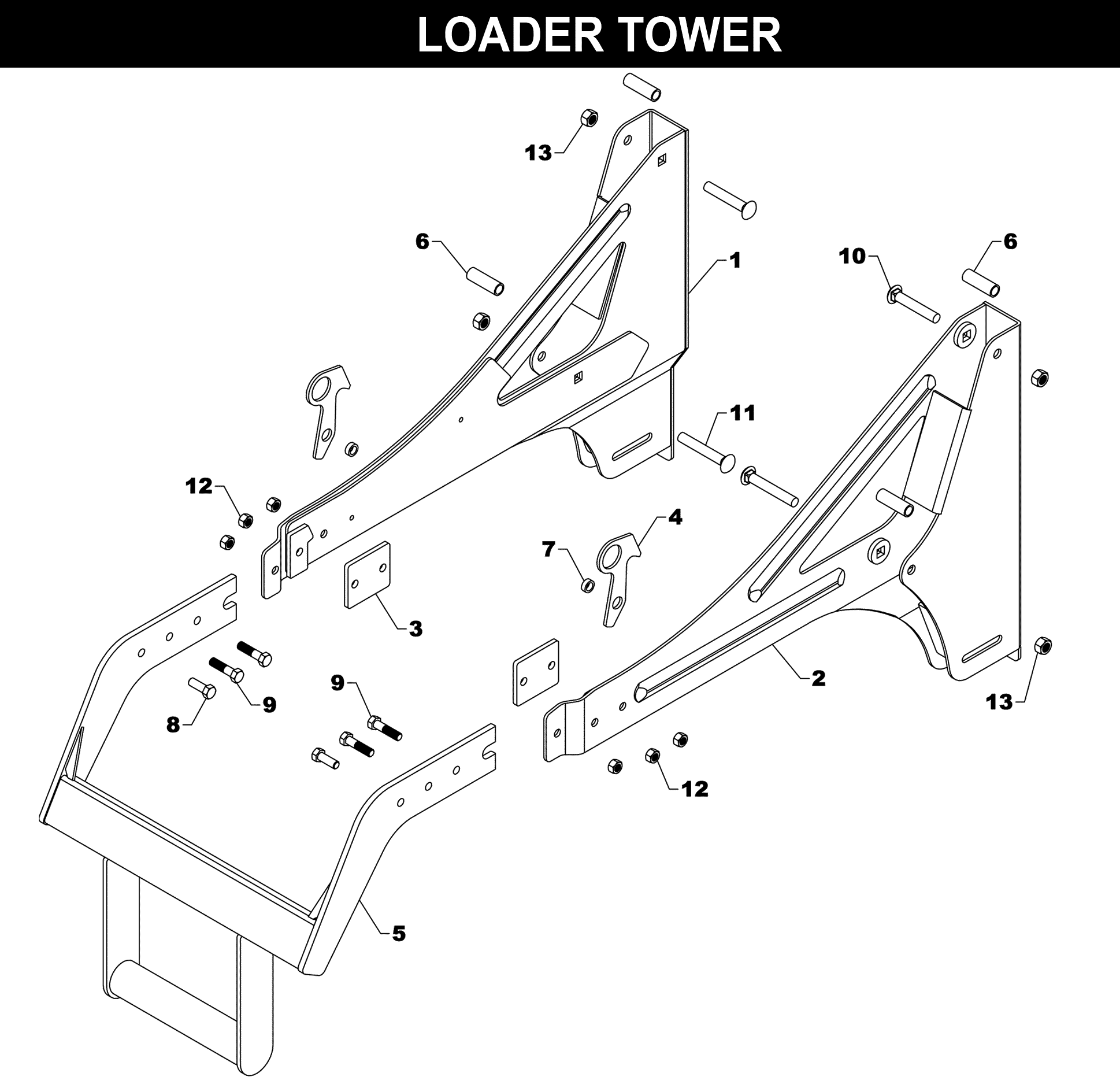 TA-180 • TA-185 Loader Tower exploded diagram