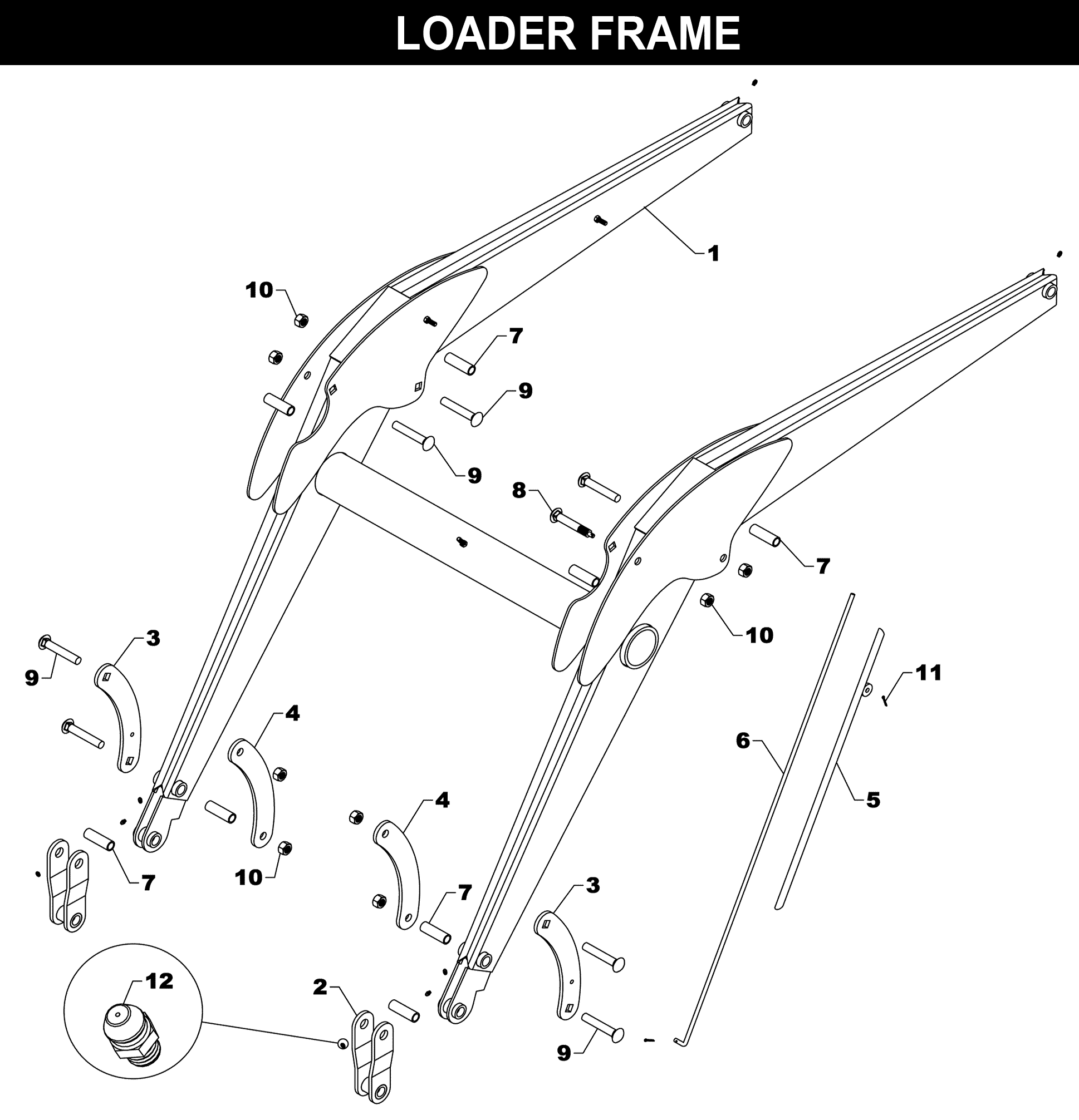 TA-185 Loader Frame exploded diagram