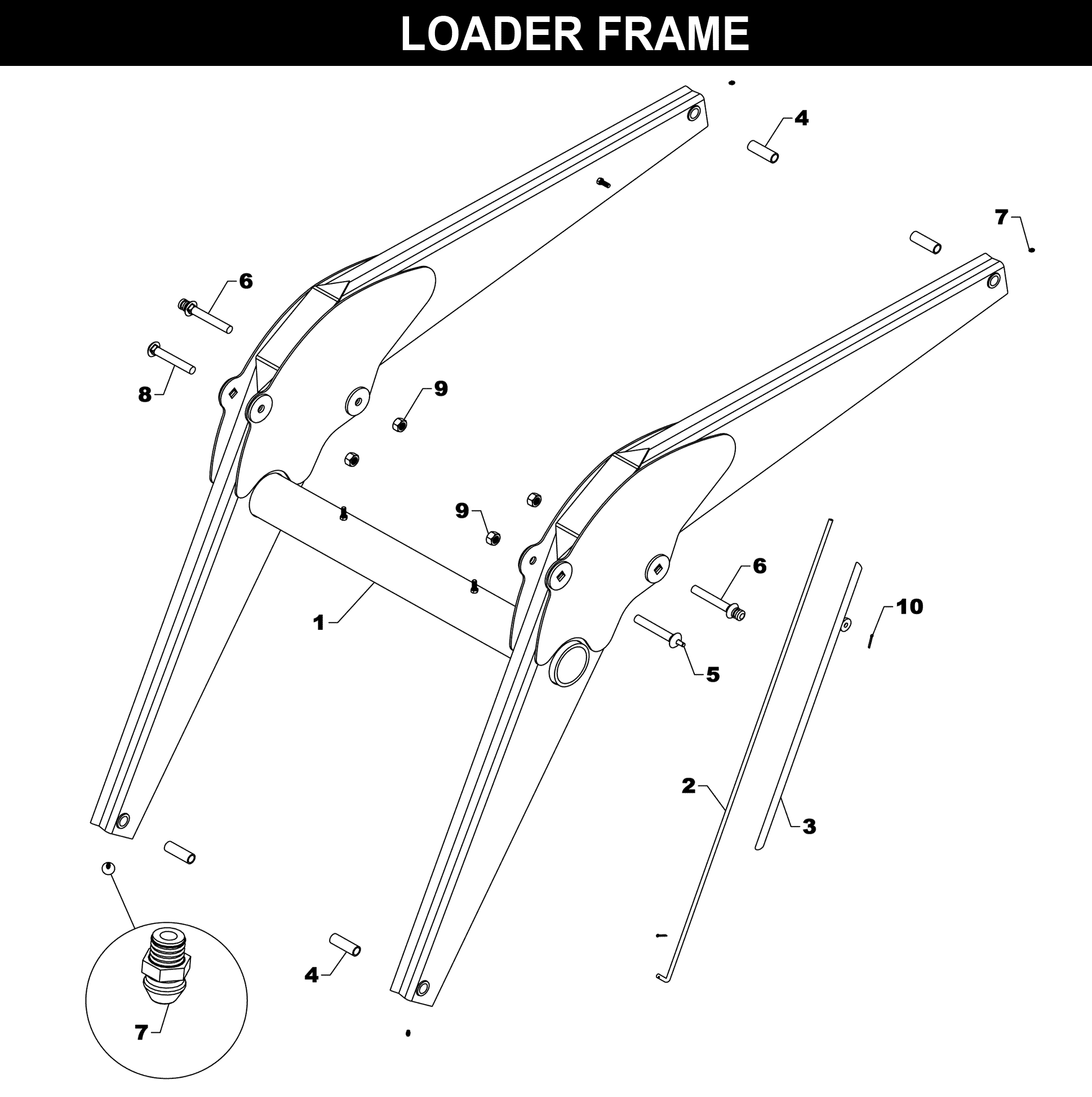 TA-25 Loader Frame exploded diagram
