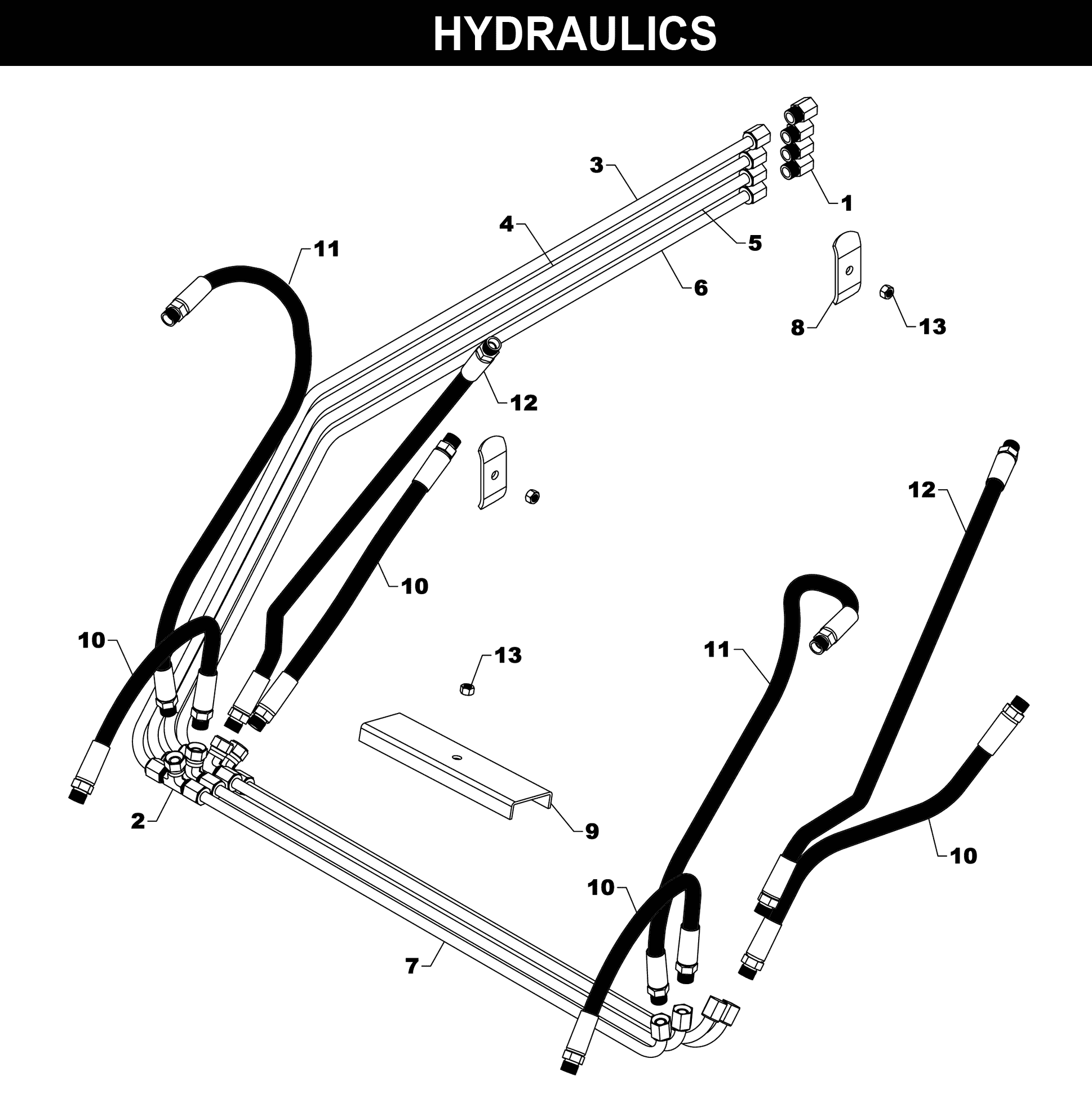 TA-55 / TA-54 Hydraulics exploded diagram