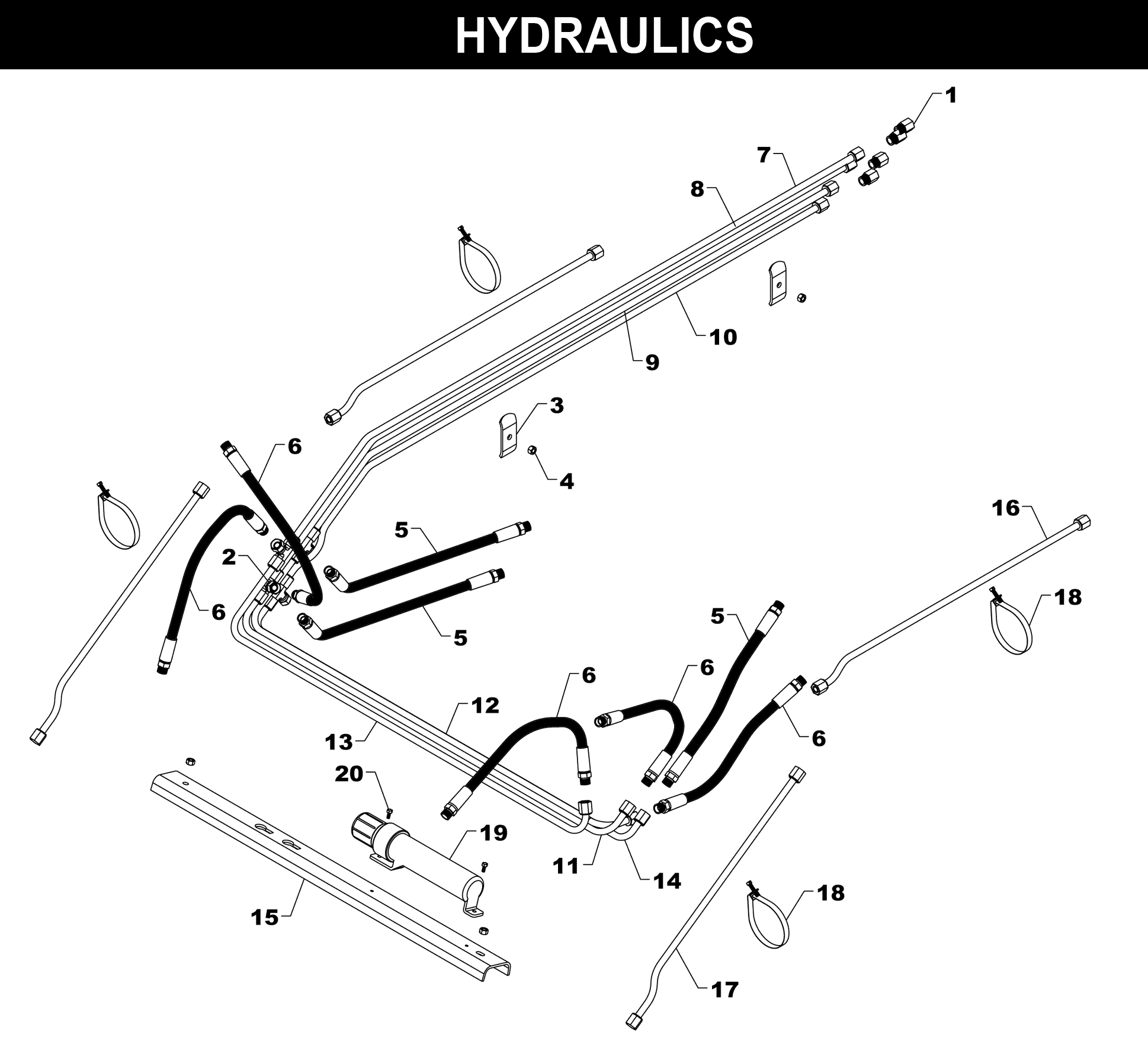 TA-46 & TA-46A HYDRAULICS exploded diagram