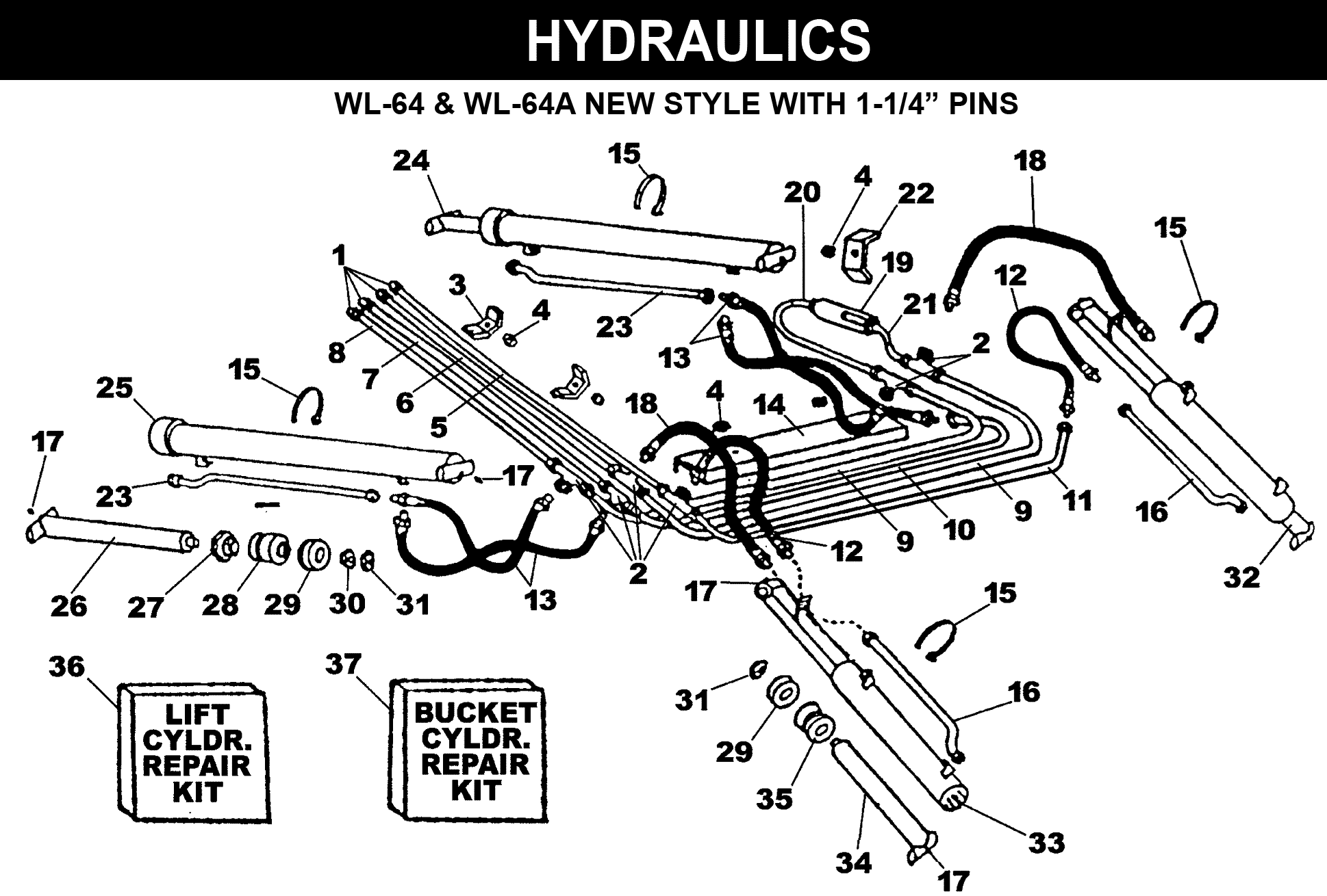 WL-64 • WL-64A • WL-64 D/G Hydraulics exploded diagram