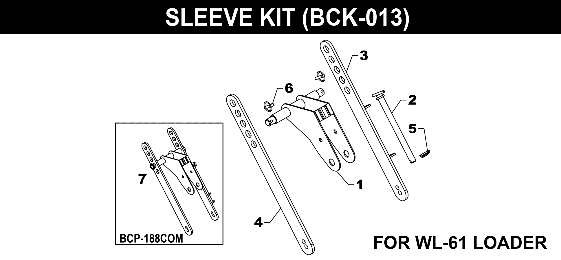 BCK-013 Sleeve Kit exploded diagram