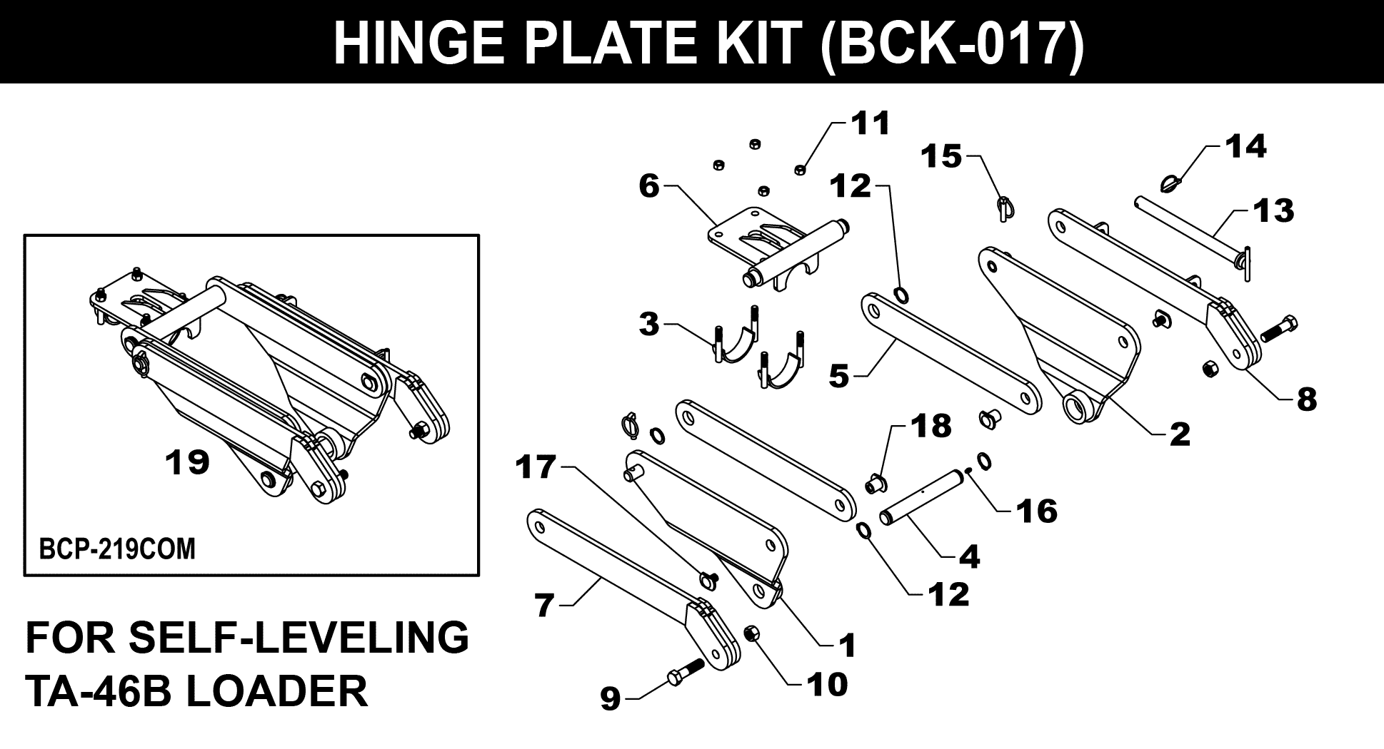 BCK-017 Hinge Plate Kit exploded diagram