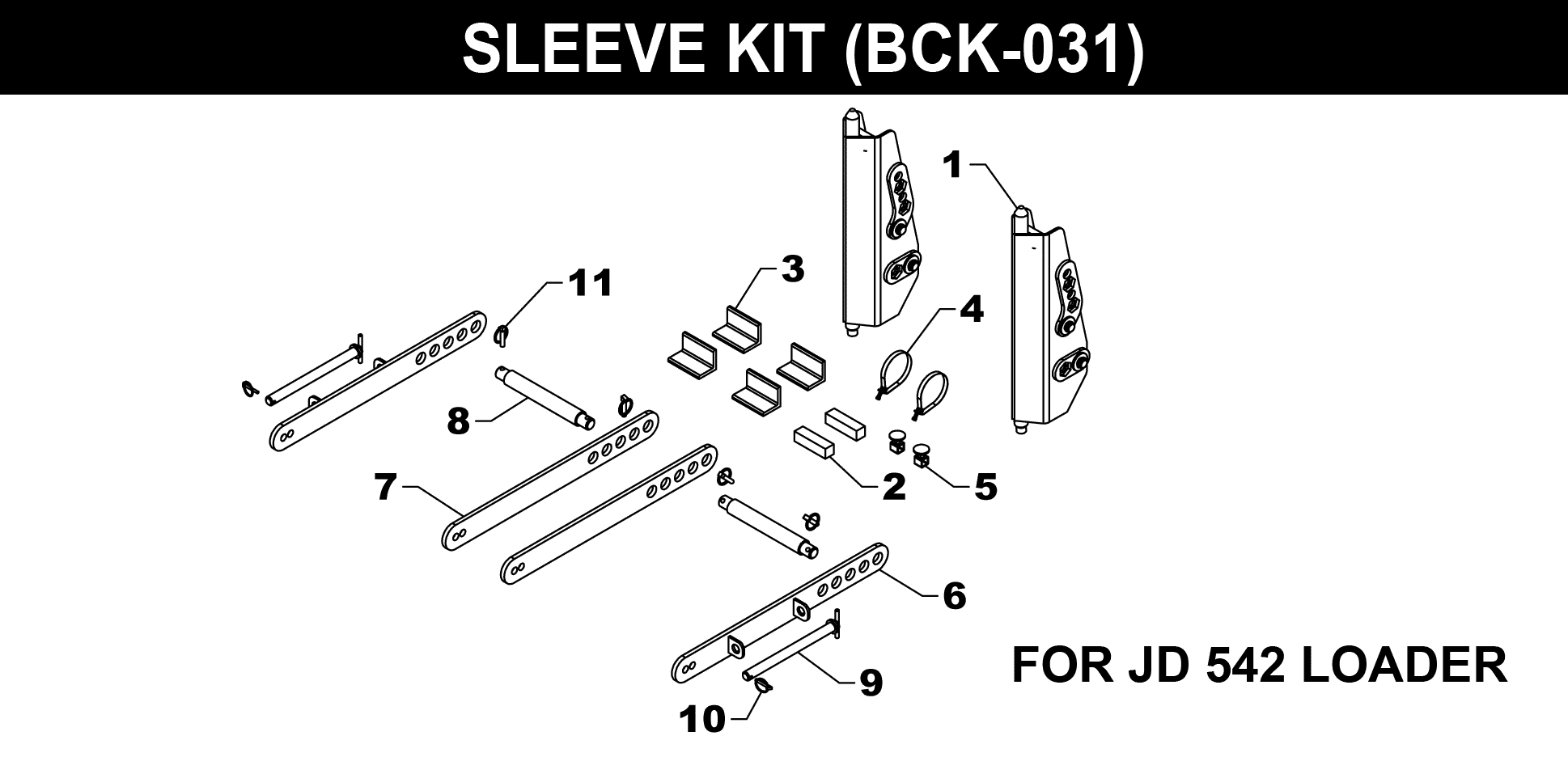 BCK-031 Sleeve Kit for JD 542 Loader exploded diagram