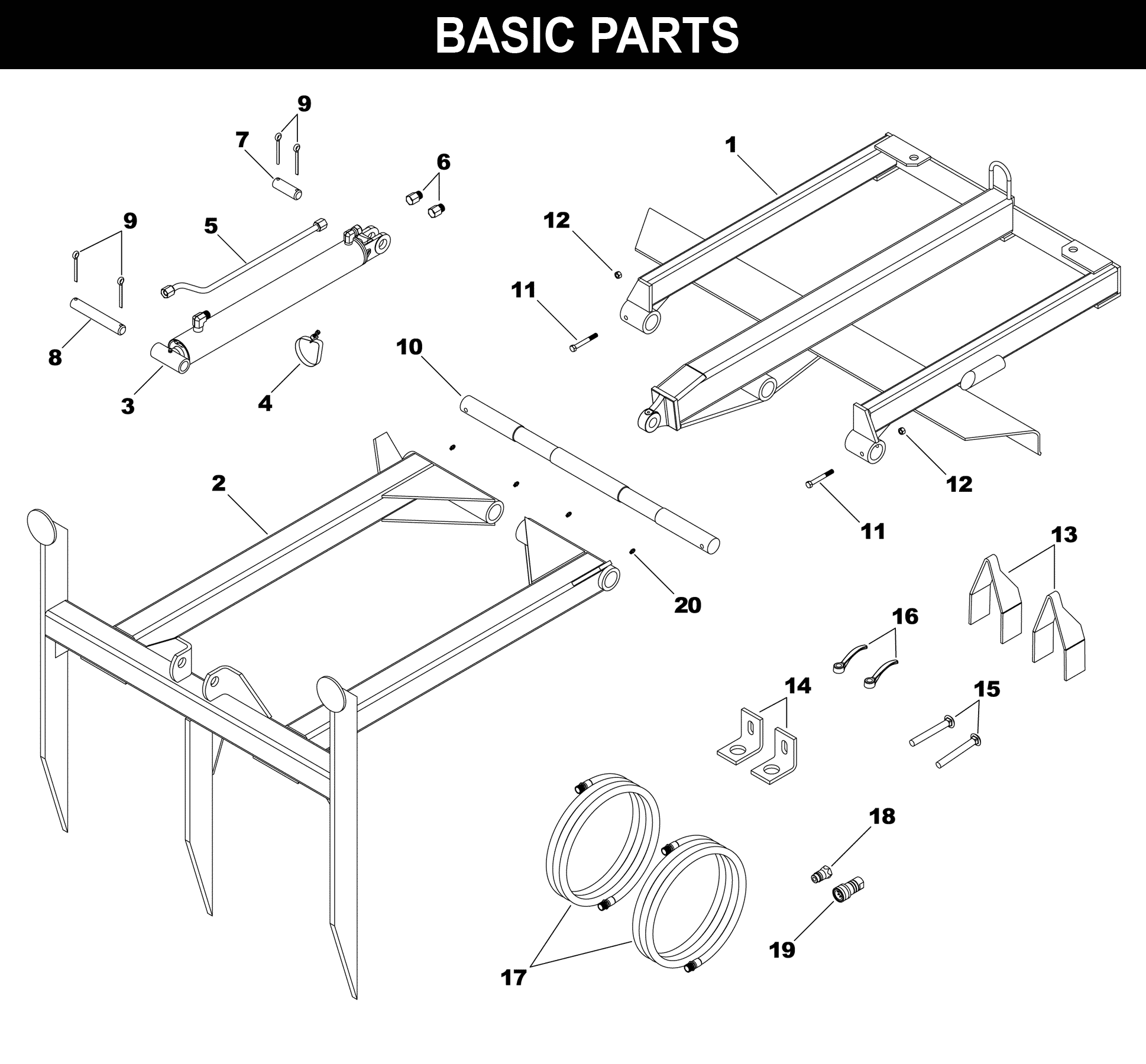 Jiffy Monster Grab Fork GF-20 exploded diagram