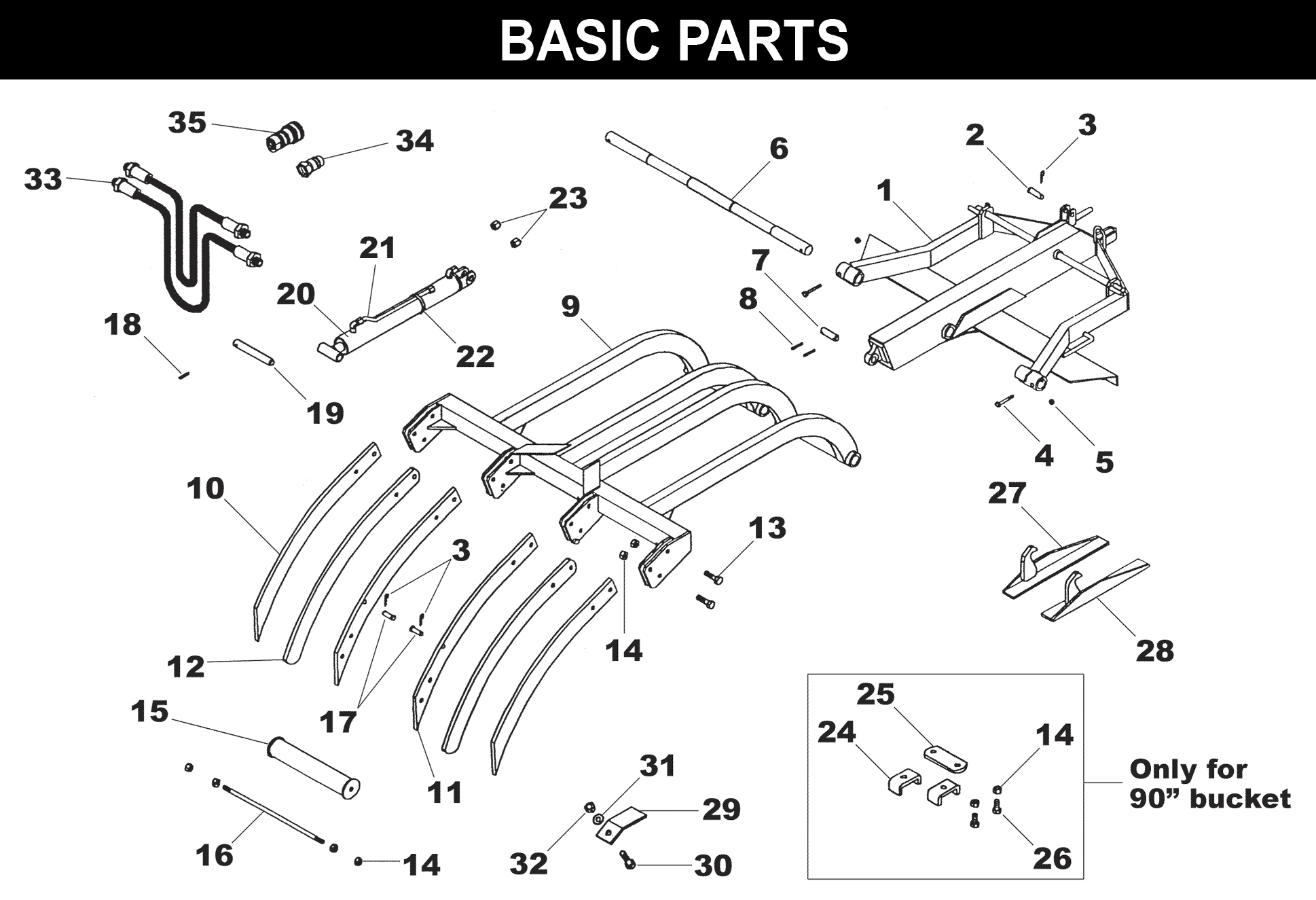 Monster Grab Fork GF-28 exploded diagram