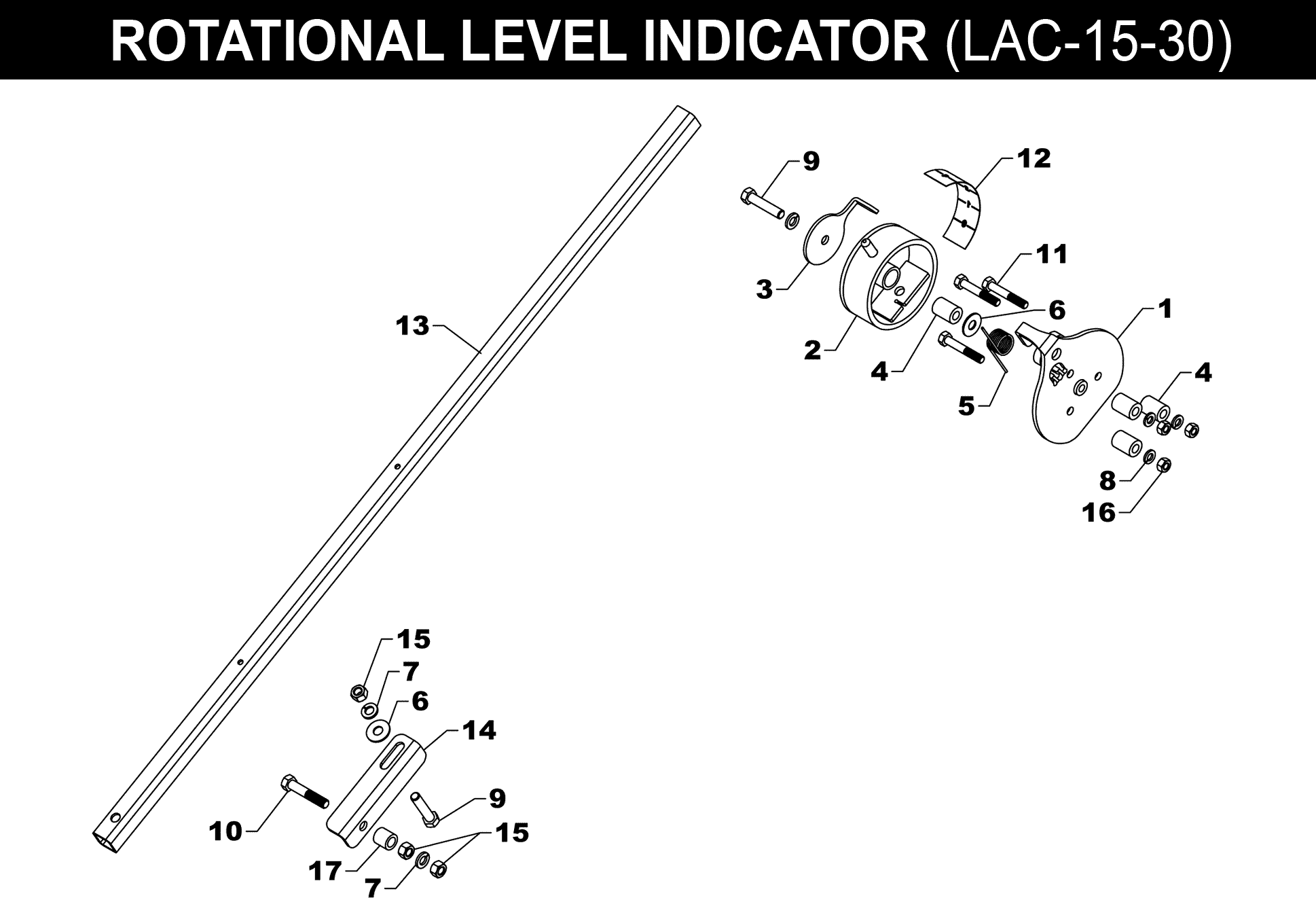 Bucket Indicator - LAC-15-30 exploded diagram