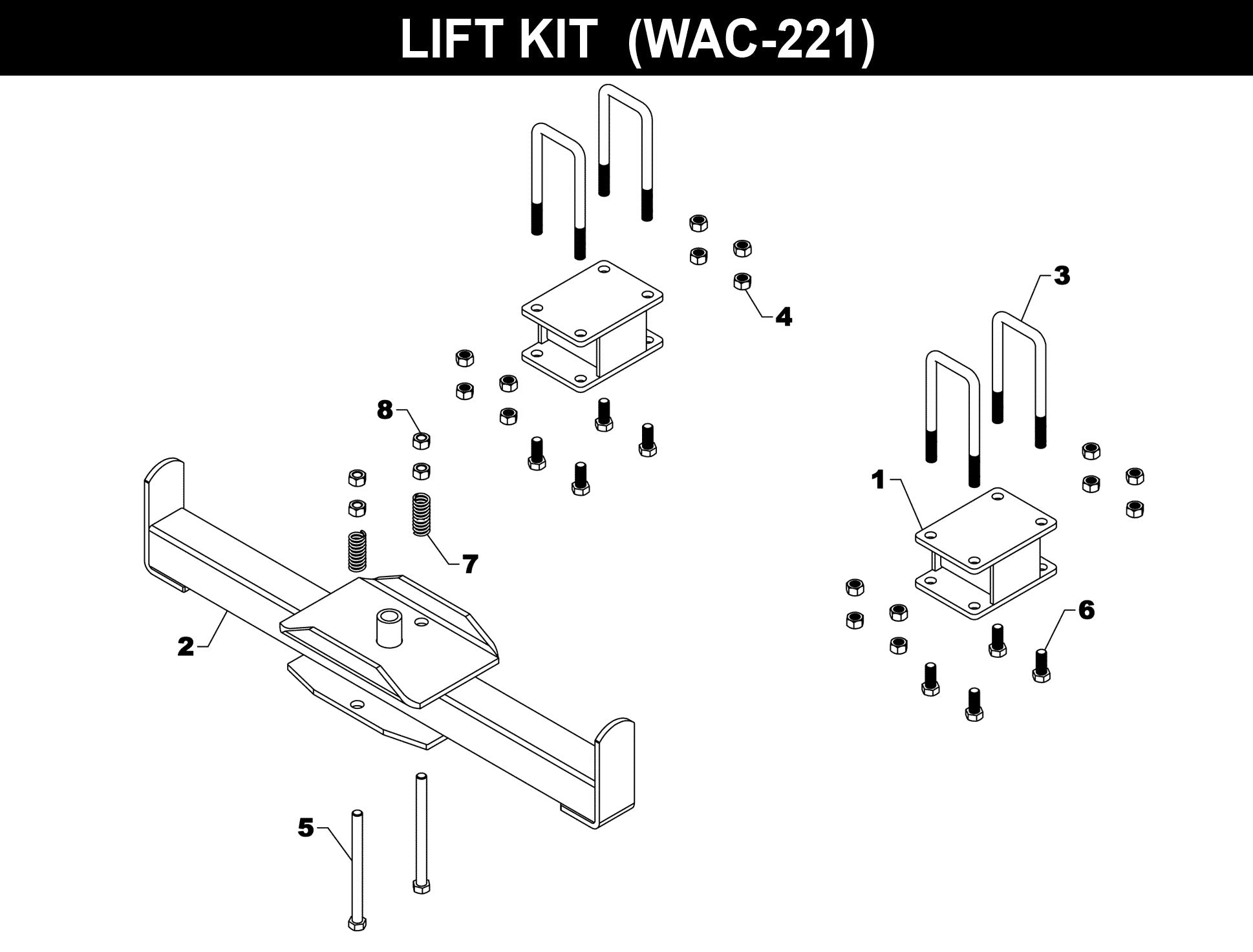Lift Kit - WAC-221 exploded diagram