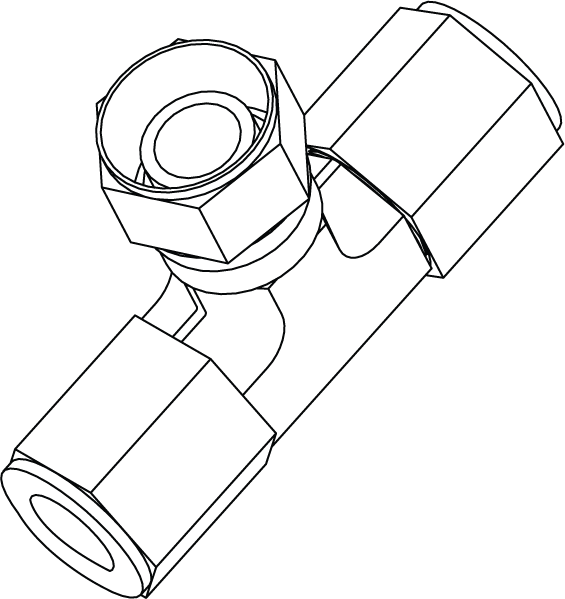 PF-FSBT8 - PIPE FITTING - SWIVEL NUT TEE
