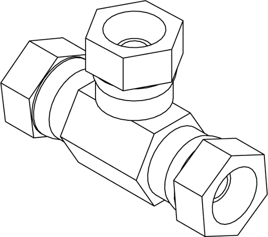 PF-HPFT-4 - PIPE FITTING - SWIVEL NUT TEE 1/4