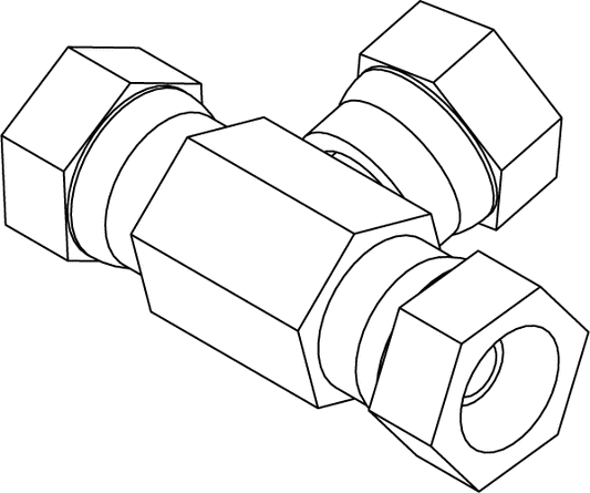 PF-HPFT06 - PIPE FITTING - SWIVEL NUT TEE 3/8