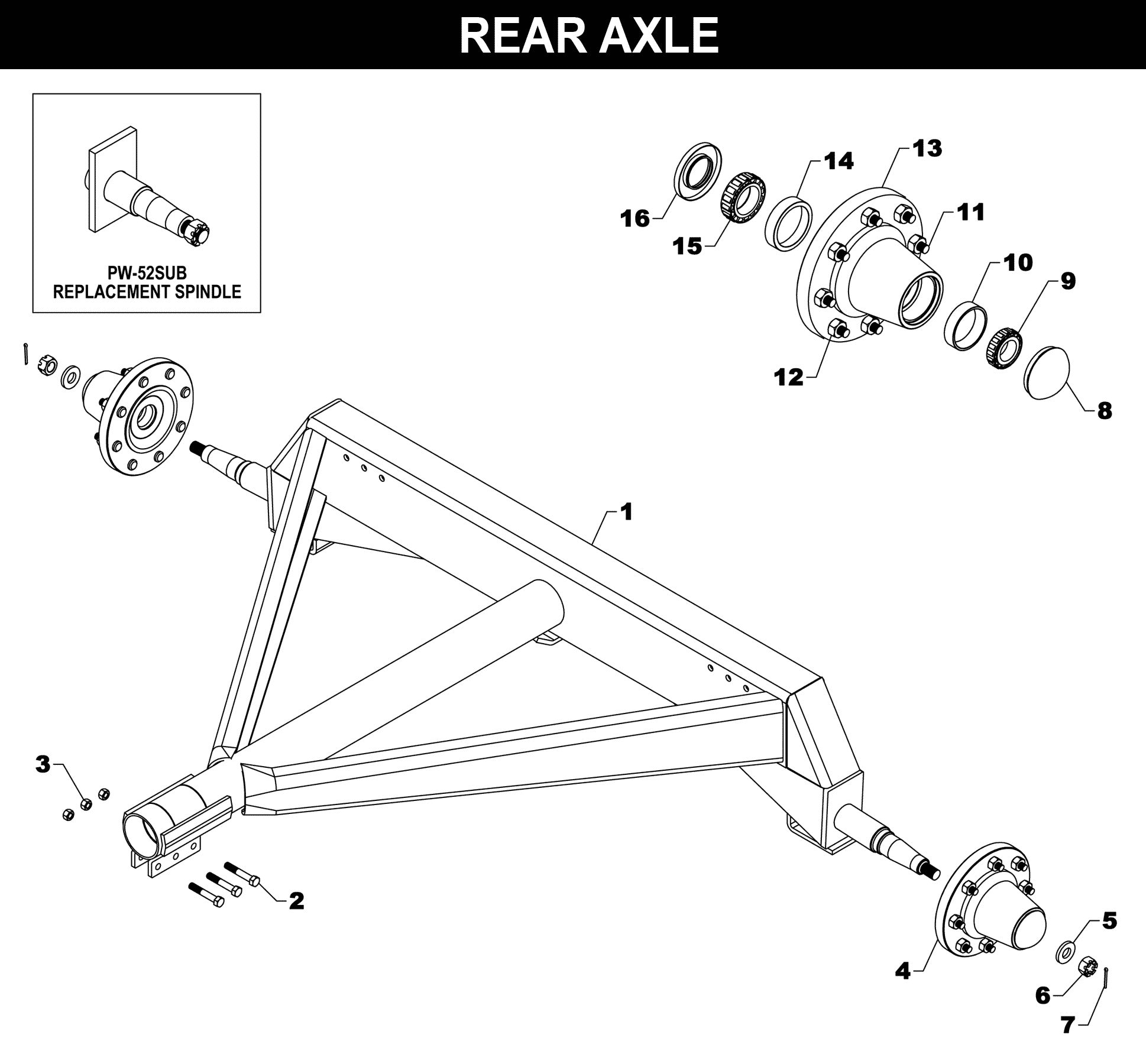 WW-2012 Rear Axle exploded diagram