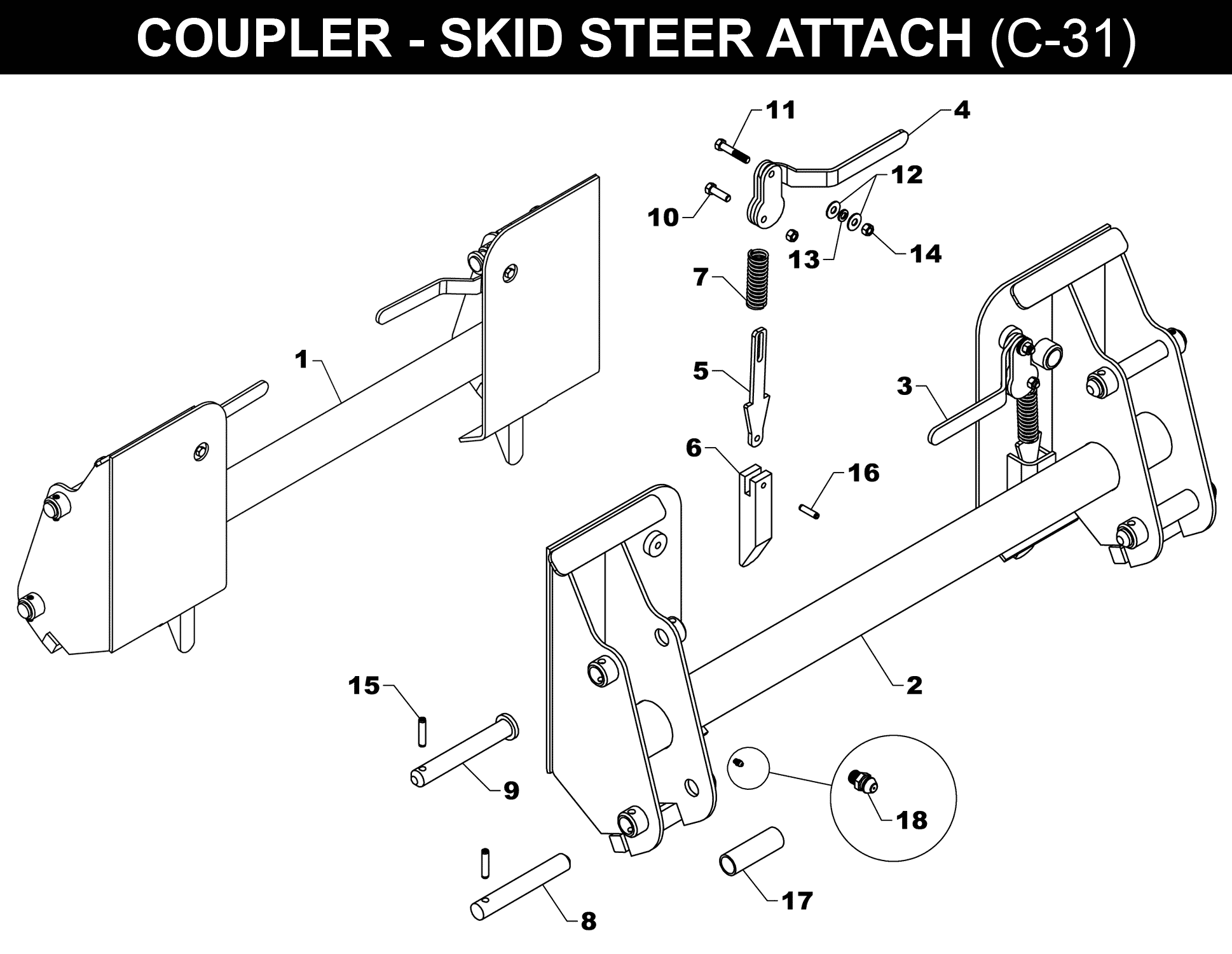 OPTIONAL SKID-STEER COUPLER - C-31 exploded diagram