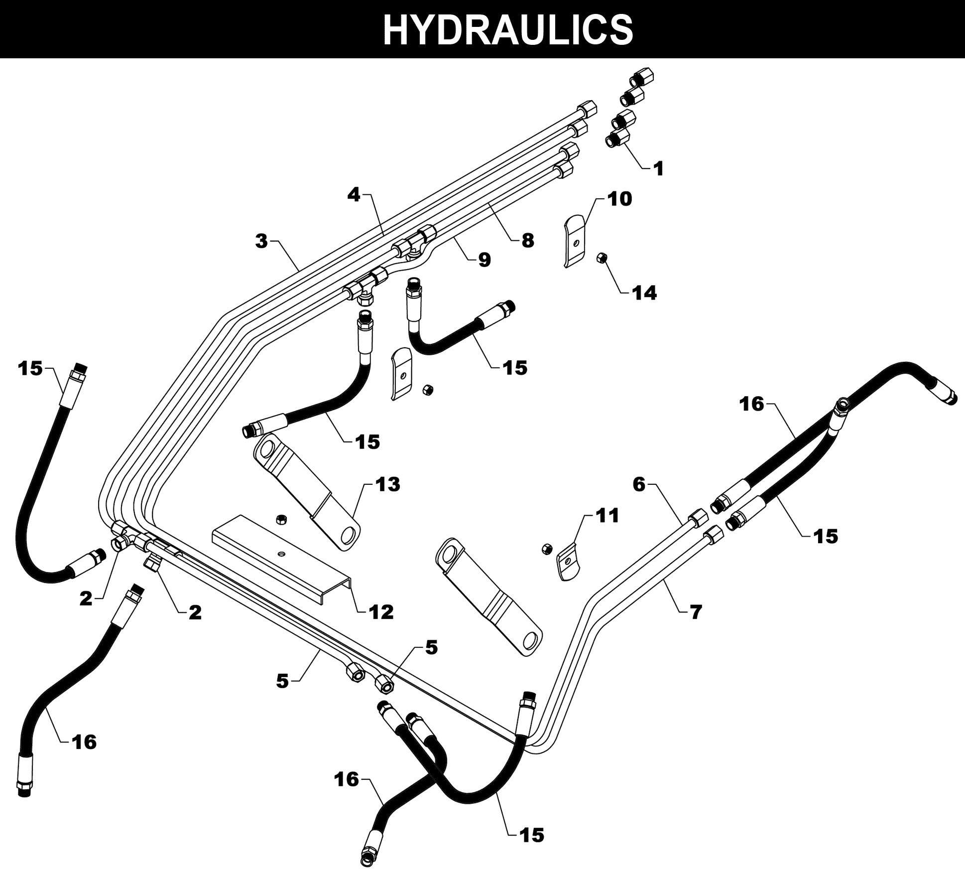 TA-185 Hydraulics exploded diagram