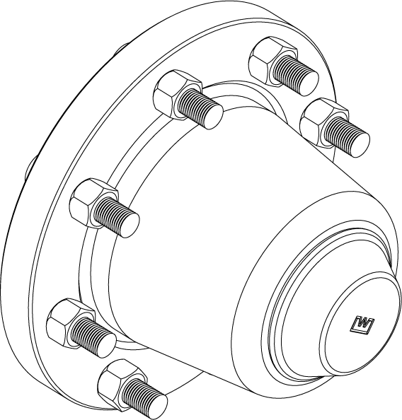 WW-251COM - HUB COMPLETE WITH 5/8 WHEEL BOLTS