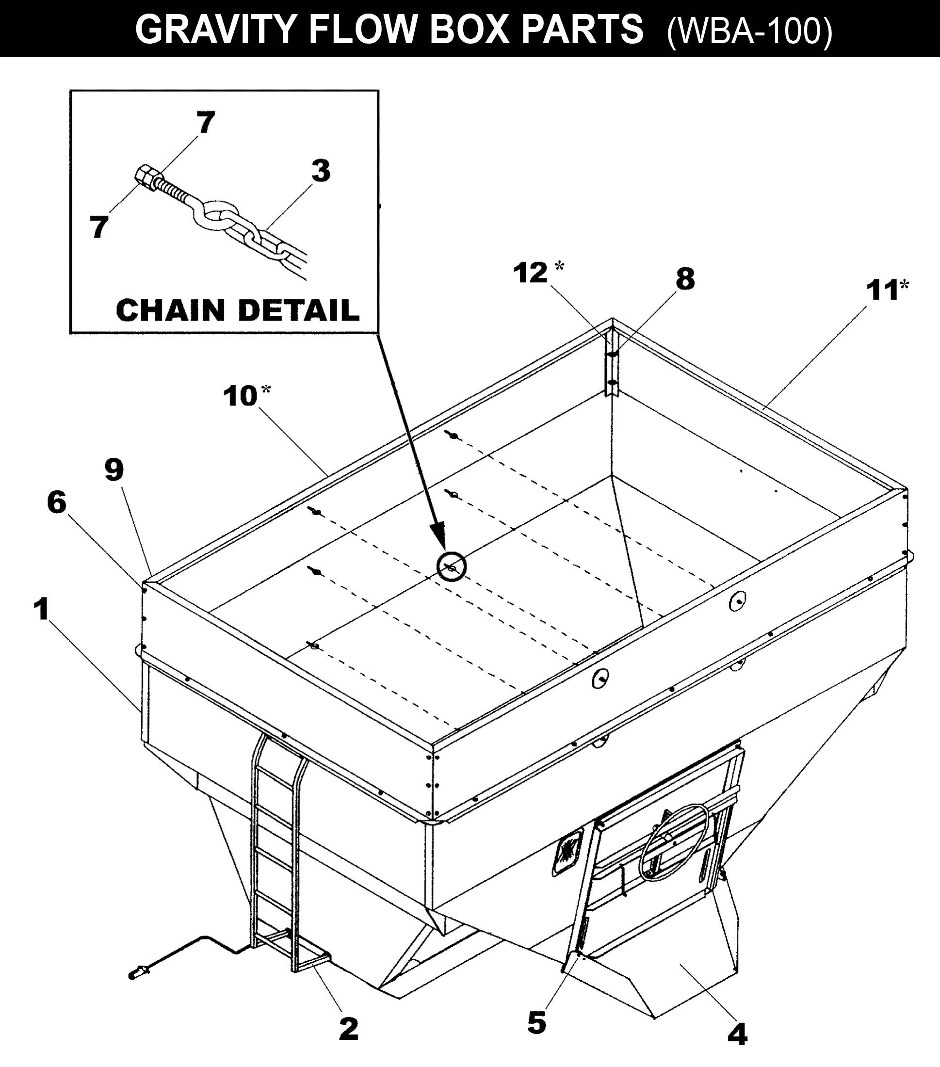 Gravity Flow Box  WBA-100 exploded diagram